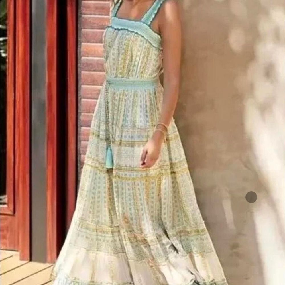Soft Surroundings | Maxi Long Floral Hippie Boho Tiered Dress Size XS